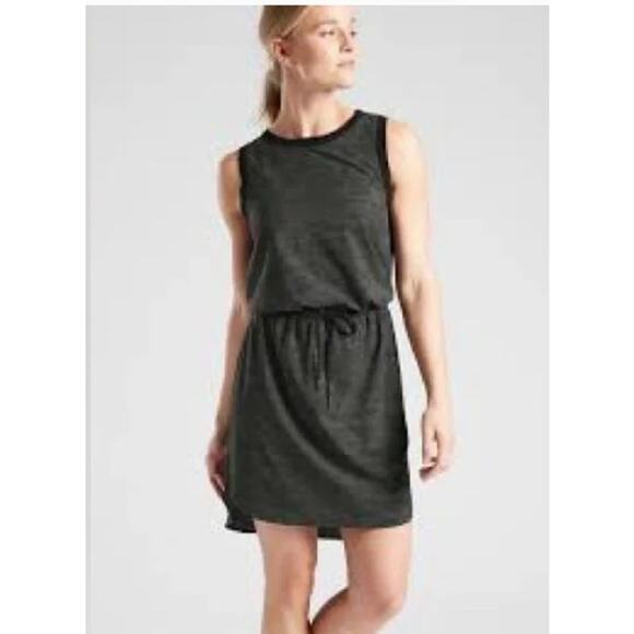 Athleta Vintage Rincon Tie Waist Dress Womens Large Black Y2K Performance Mini - Picture 11 of 11